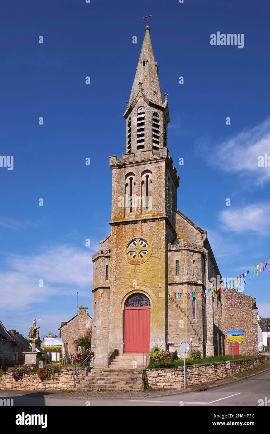 France, Morbihan, Plumelec, the Callac Notre Dame Church Stock Photo ...