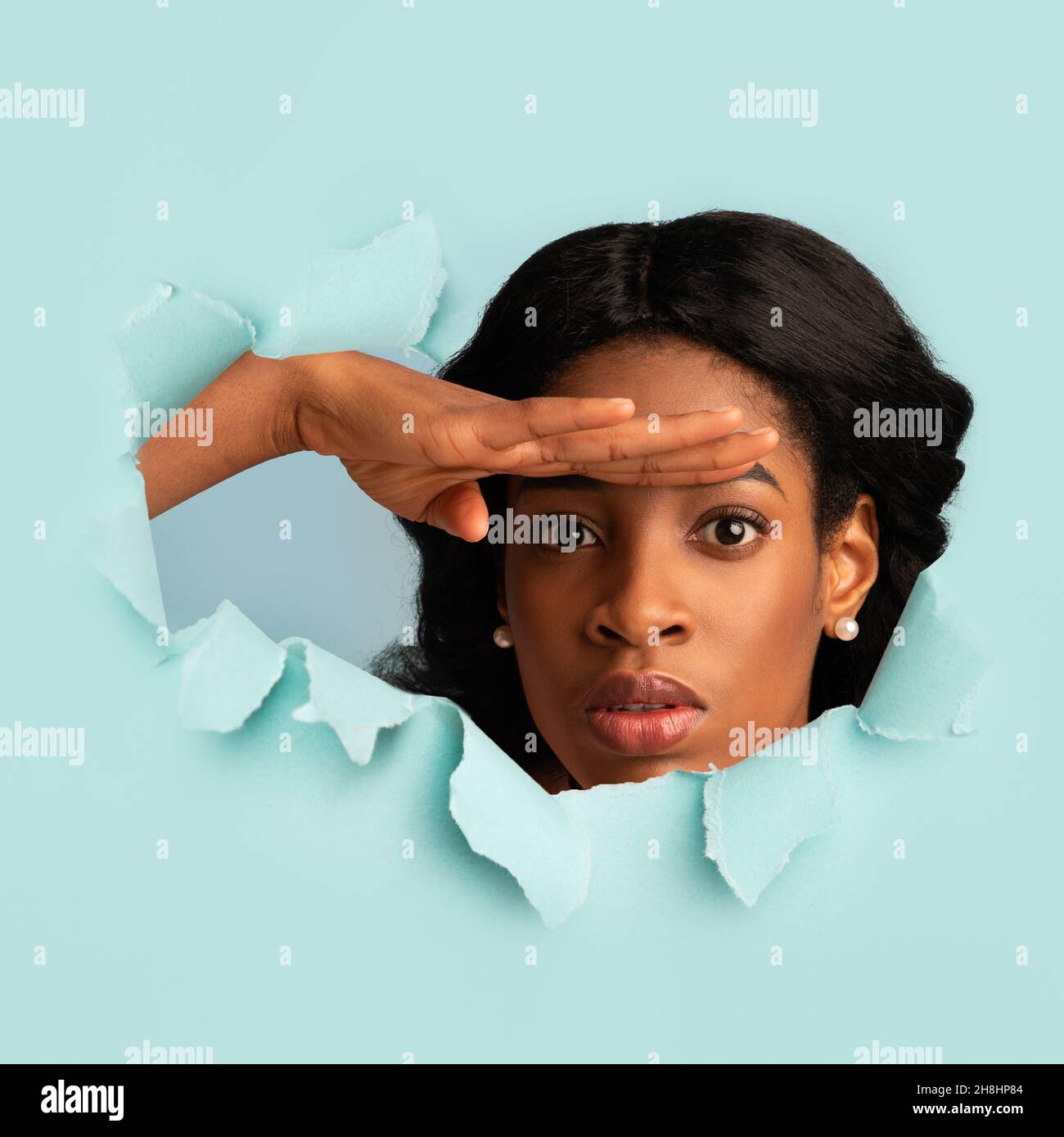 A collage of a woman's face with different shapes and colors magazine  collage style Stock Photo - Alamy