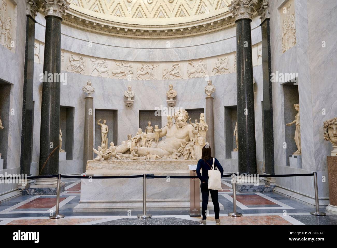 Italy, Lazio, Rome, Vatican City listed World Heritage by UNESCO, the Vatican Museums, the Chiaramonti museum dedicated to sculpture, the new wing (Braccio Nuovo), statue The Nile by Stephen Thompson (1878) Stock Photo