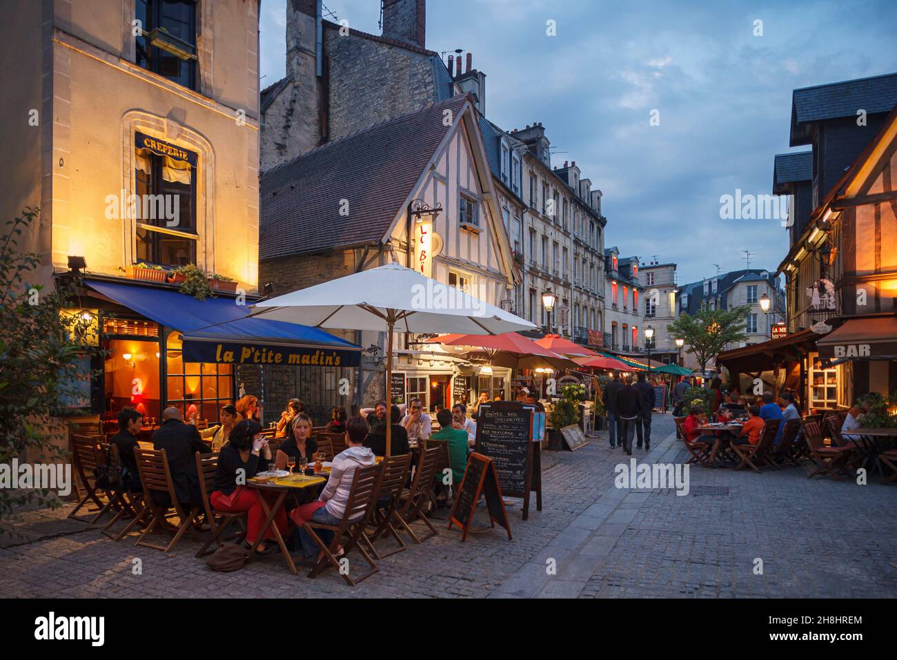 France, Calvados, Caen, lively terraces of restaurants in the Vaugueux ...