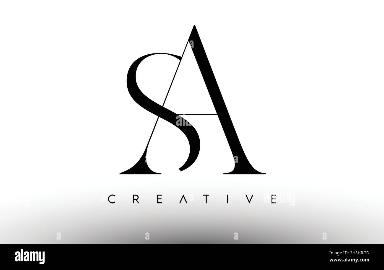 SA Minimalist Serif Modern Letter Logo in Black and White. SA Creative ...