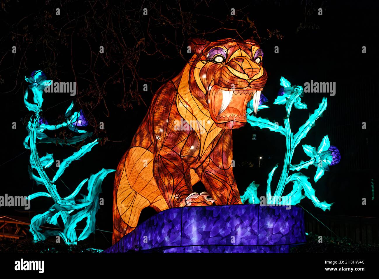 Paris, France. 29th Nov, 2021. 3rd edition of the Jardin des Plantes Lantern Festival with the theme 'Evolution in the process of illumination'. Stock Photo