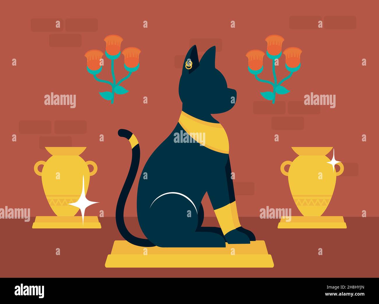 egyptian cat illustration with vases Stock Vector Image & Art Alamy
