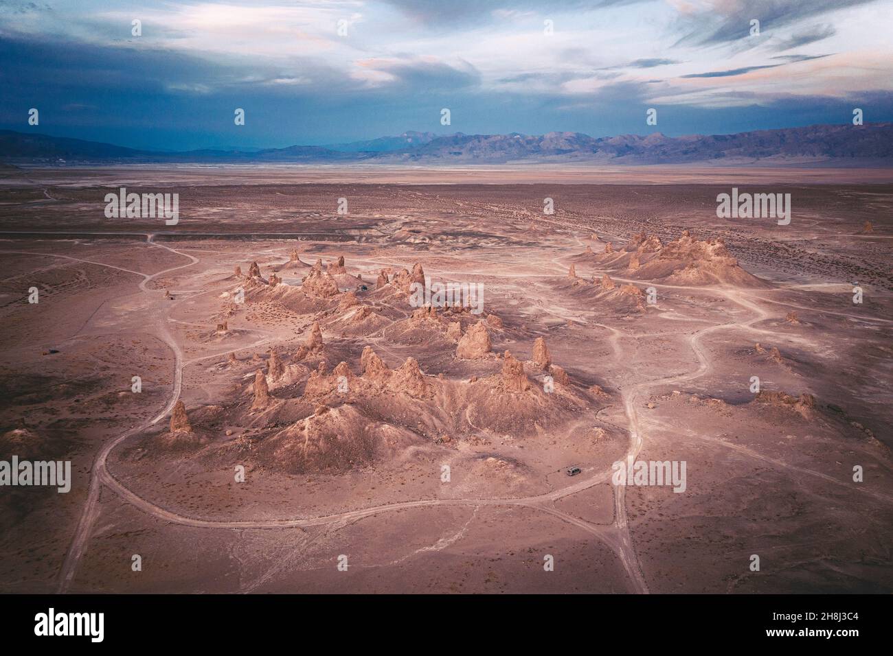 Rock formations of Trona Pinnacles at sunset Stock Photo - Alamy