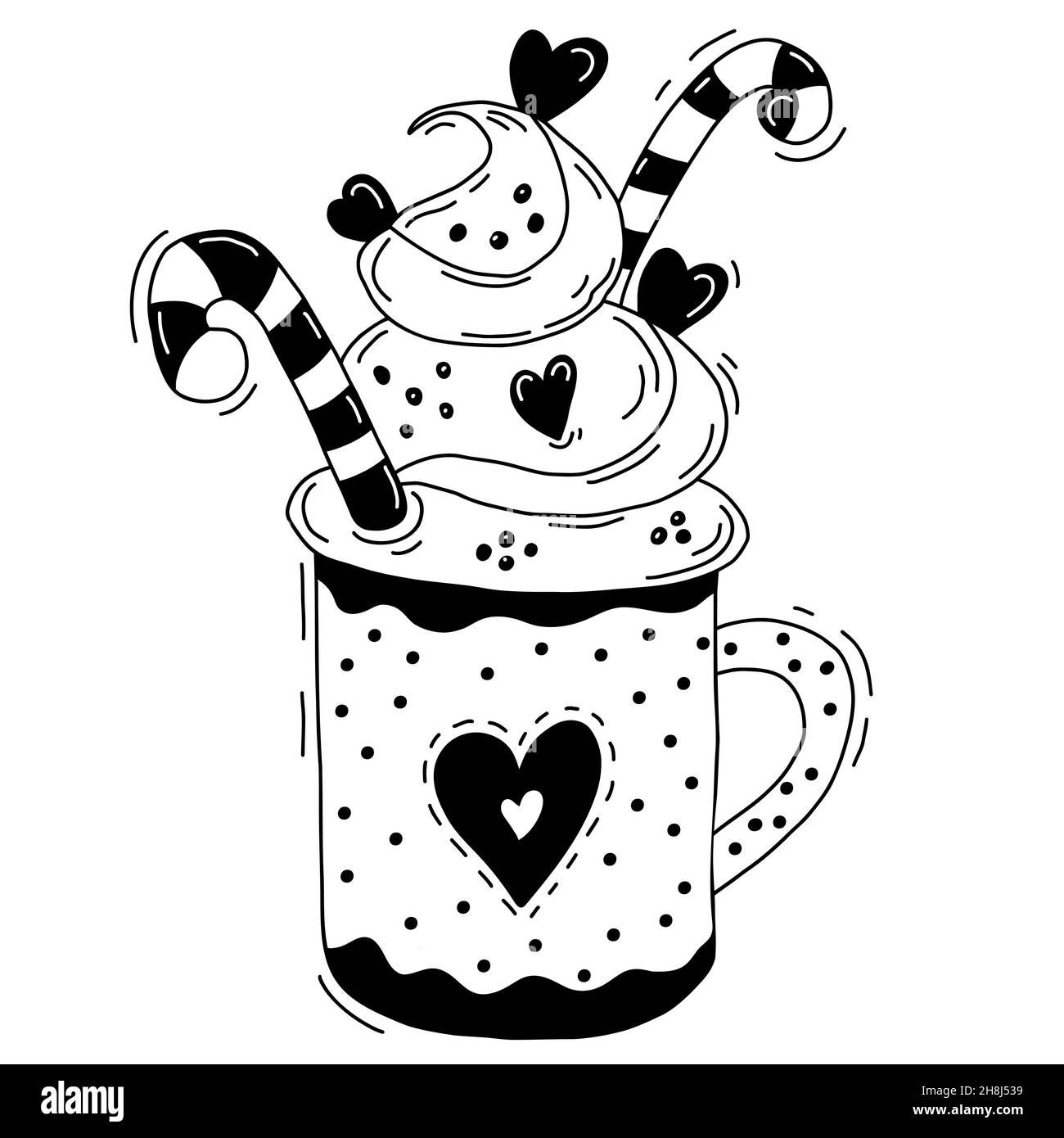 Dessert. cute decorative cup with creamy airy dessert with straw and