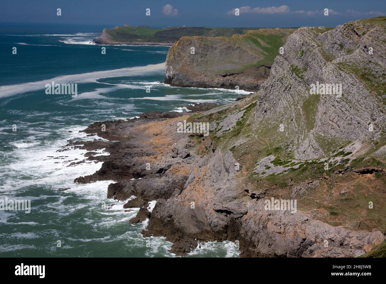 Red Chamber cliffs, Thurba, Gower Peninsula, Glamorgan, South Wales Stock Photo