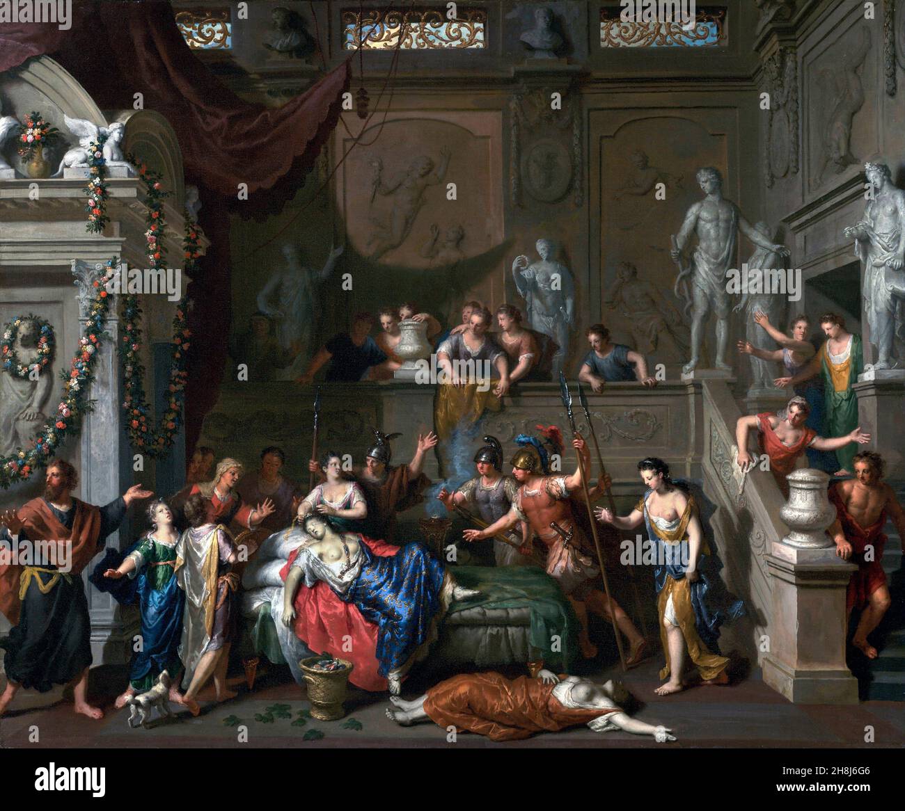 The Death of Cleopatra by Gerard Hoet (1648-1733) oil on canvas, c. 1700-1710 Stock Photo