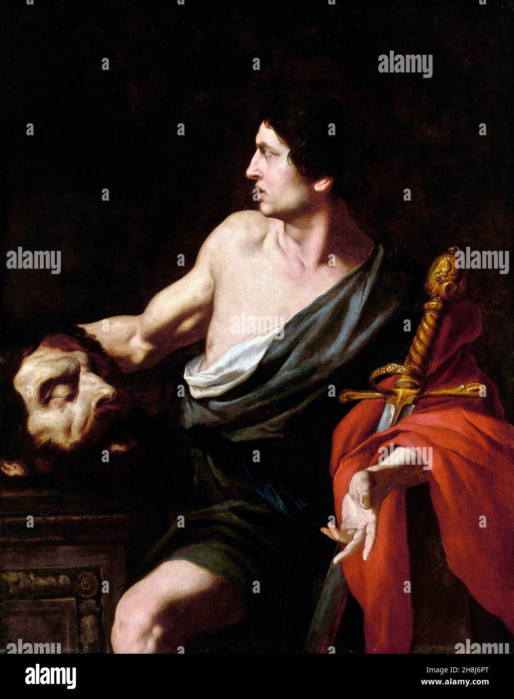 David with the Head of Goliath by Pietro Novelli (1603-1647), oil on canvas, 1630s Stock Photo