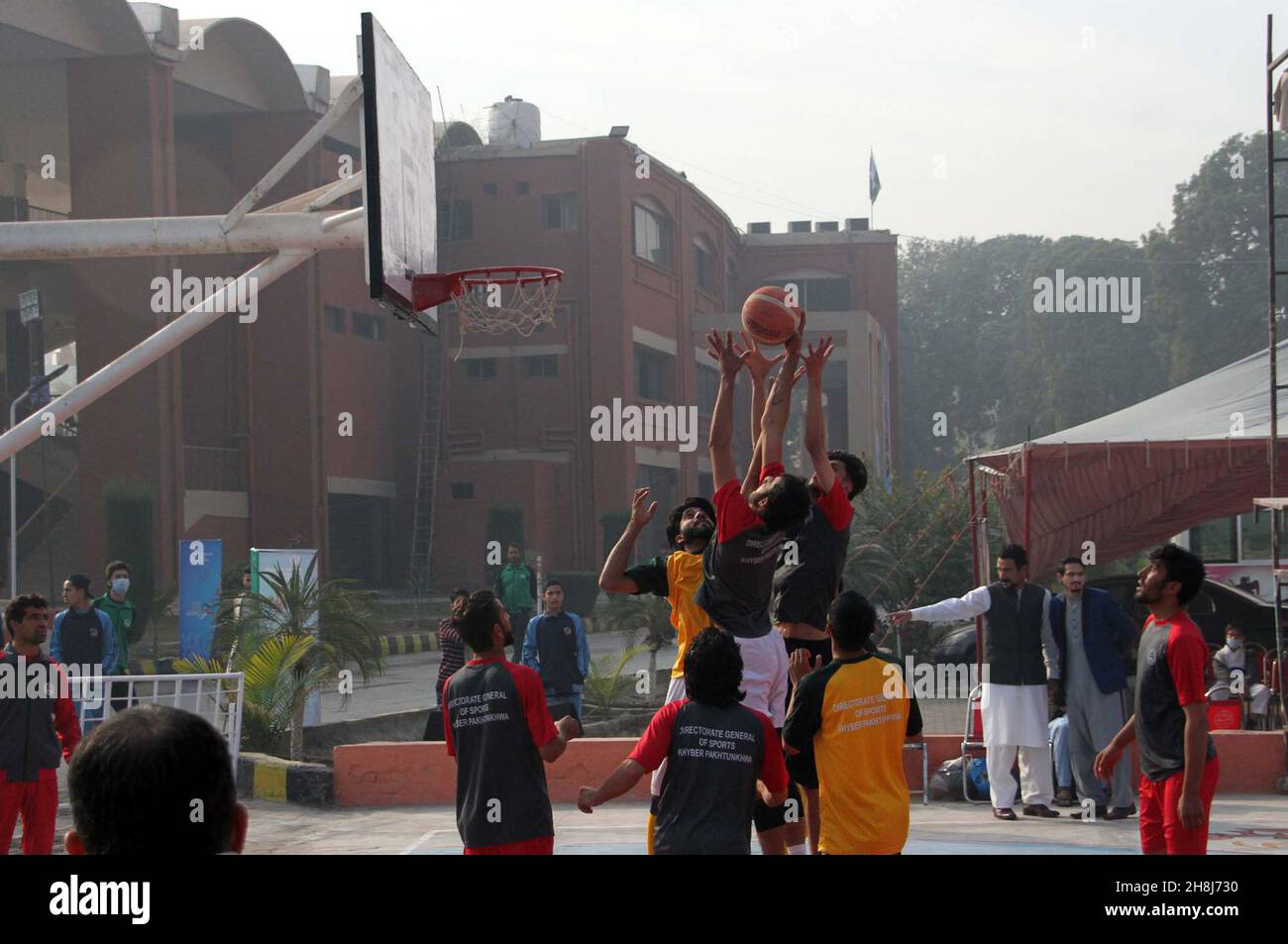 Hyderabad, Pakistan, November 30, 2021. Players are in action during