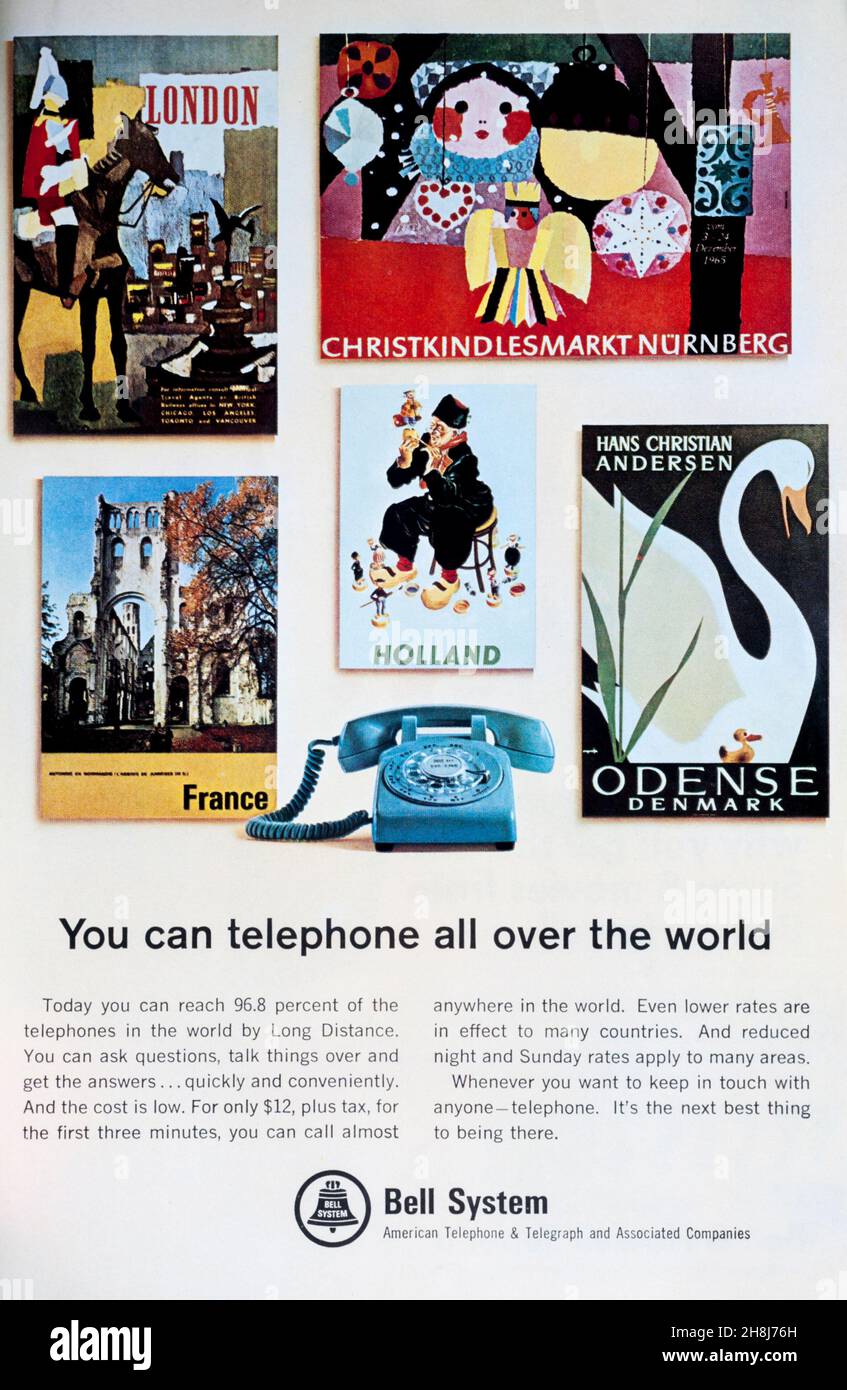 1966 magazine advert for Bell System telephones. Stock Photo