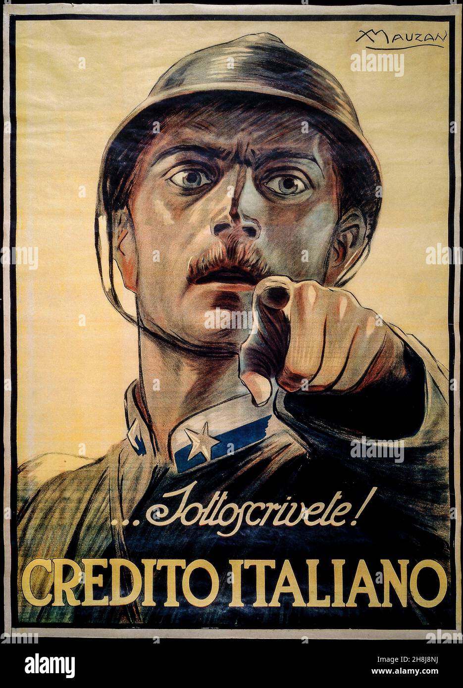 Achille Luciano Mauzan - Poster Slogan To underwrite the Italian credit during the First World War - 1917 Stock Photo