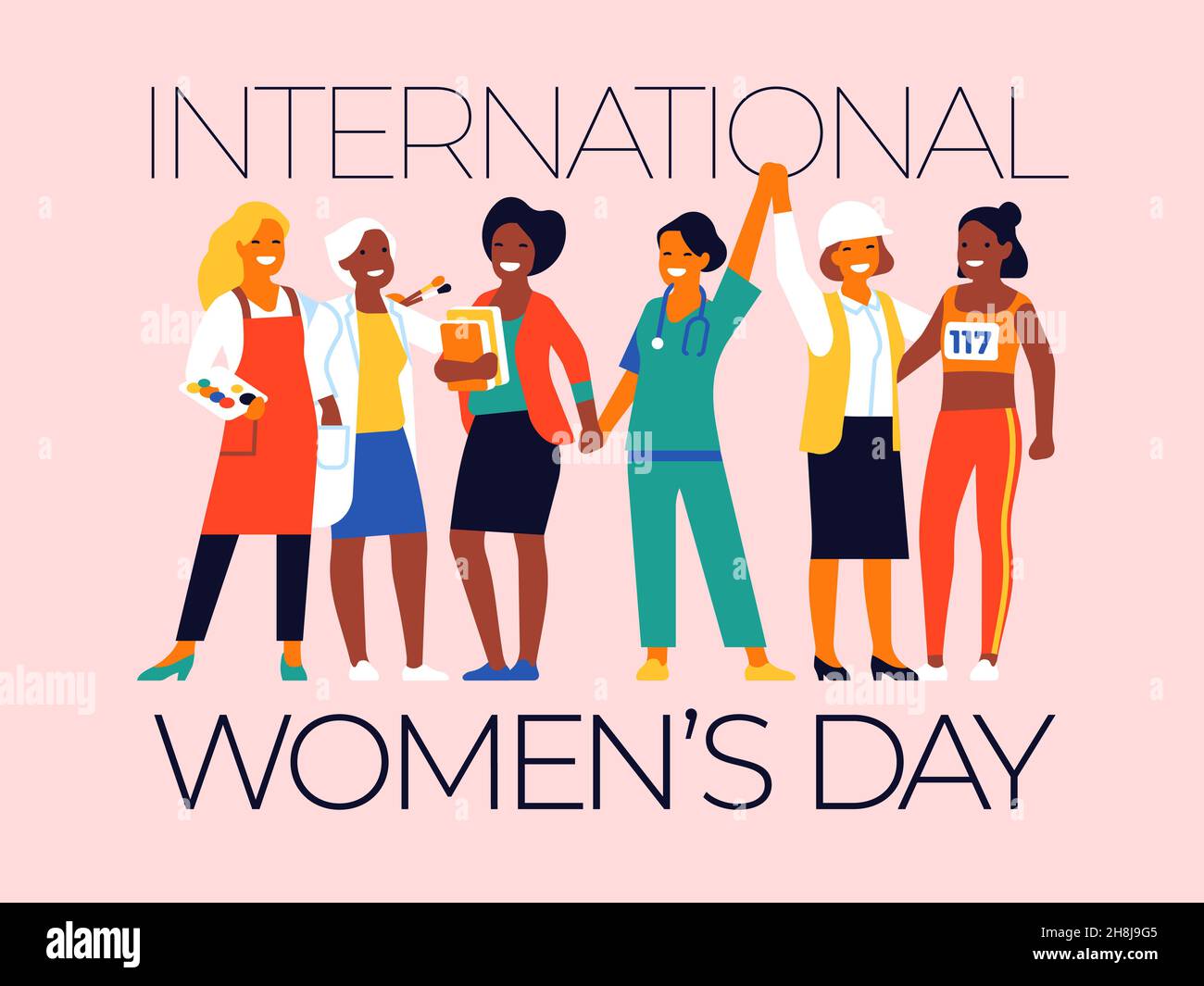 Labor women day poster. International female holiday. People of ...