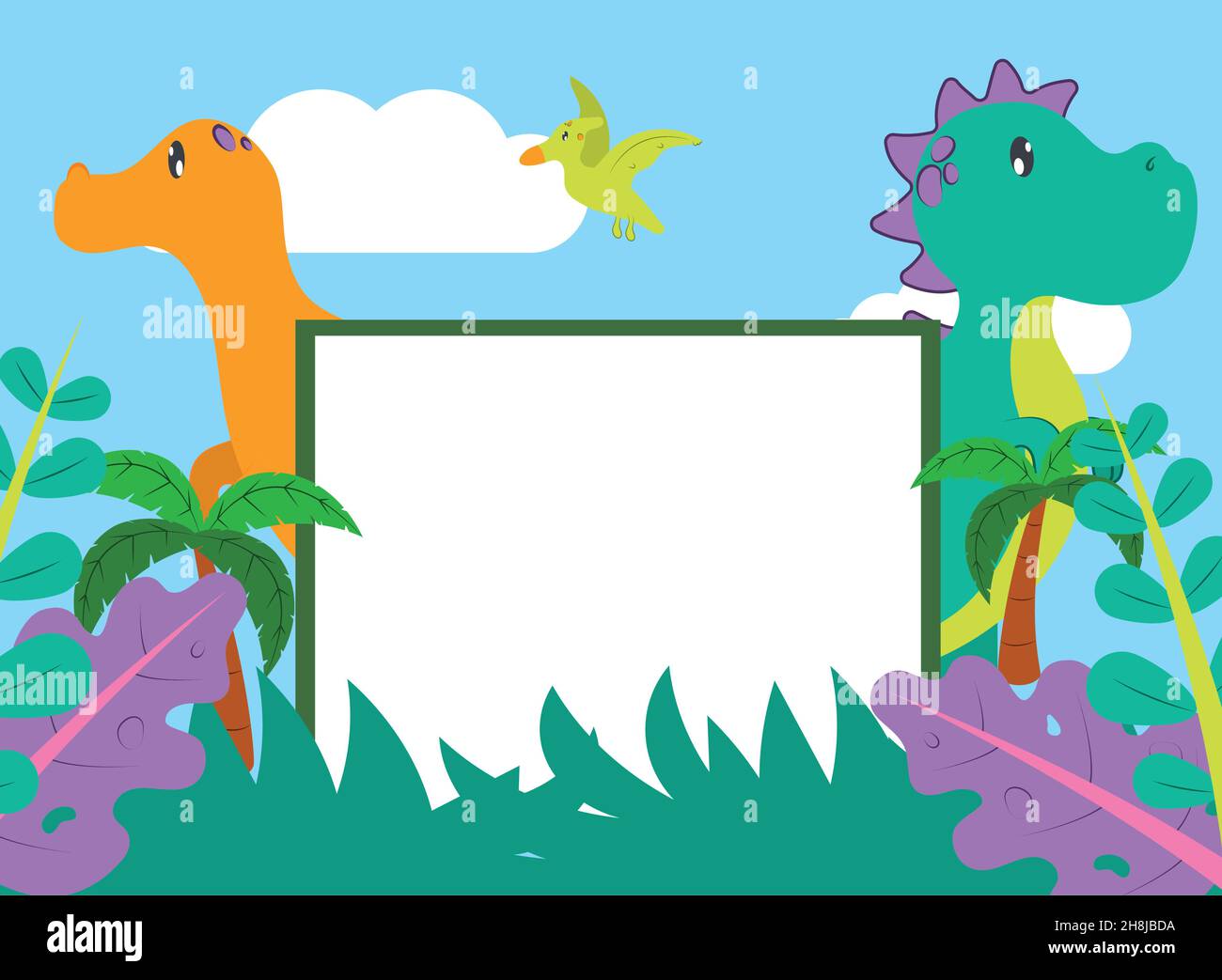 cute dinosaurs frame on nature Stock Vector Image & Art - Alamy