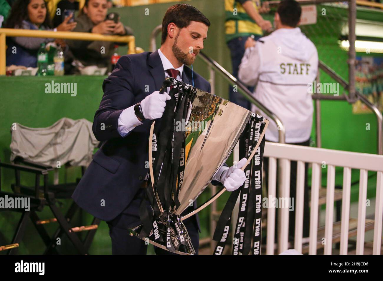 St. Petersburg, FL USA;  A general view of the trophy being brought to the pitch during the USL Championship Final between the Tampa Bay Rowdies and t Stock Photo