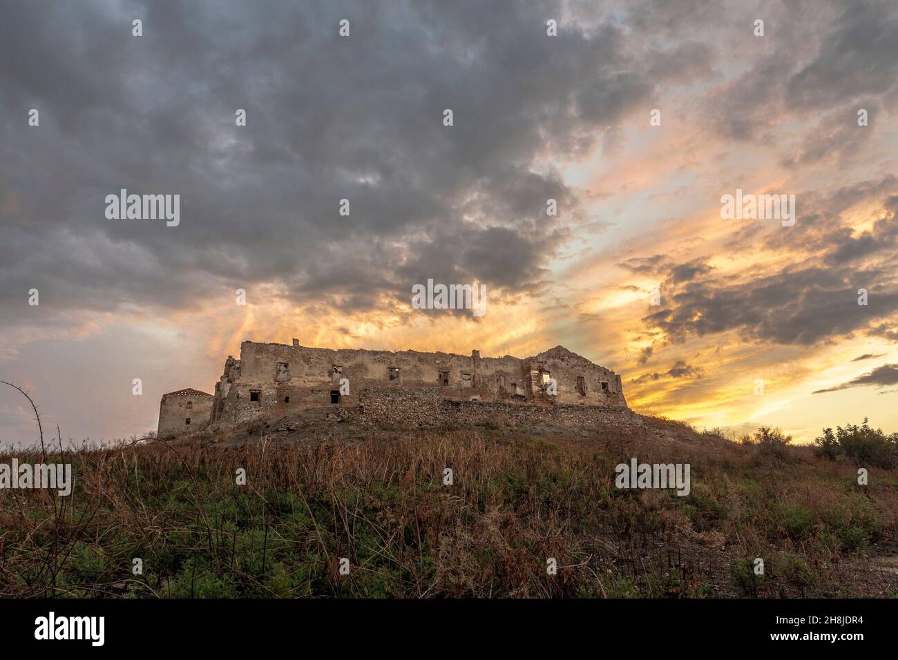 Panoramic view of the ancient Abbey of Sant'Agata Martire in Puglia - Italy Stock Photo