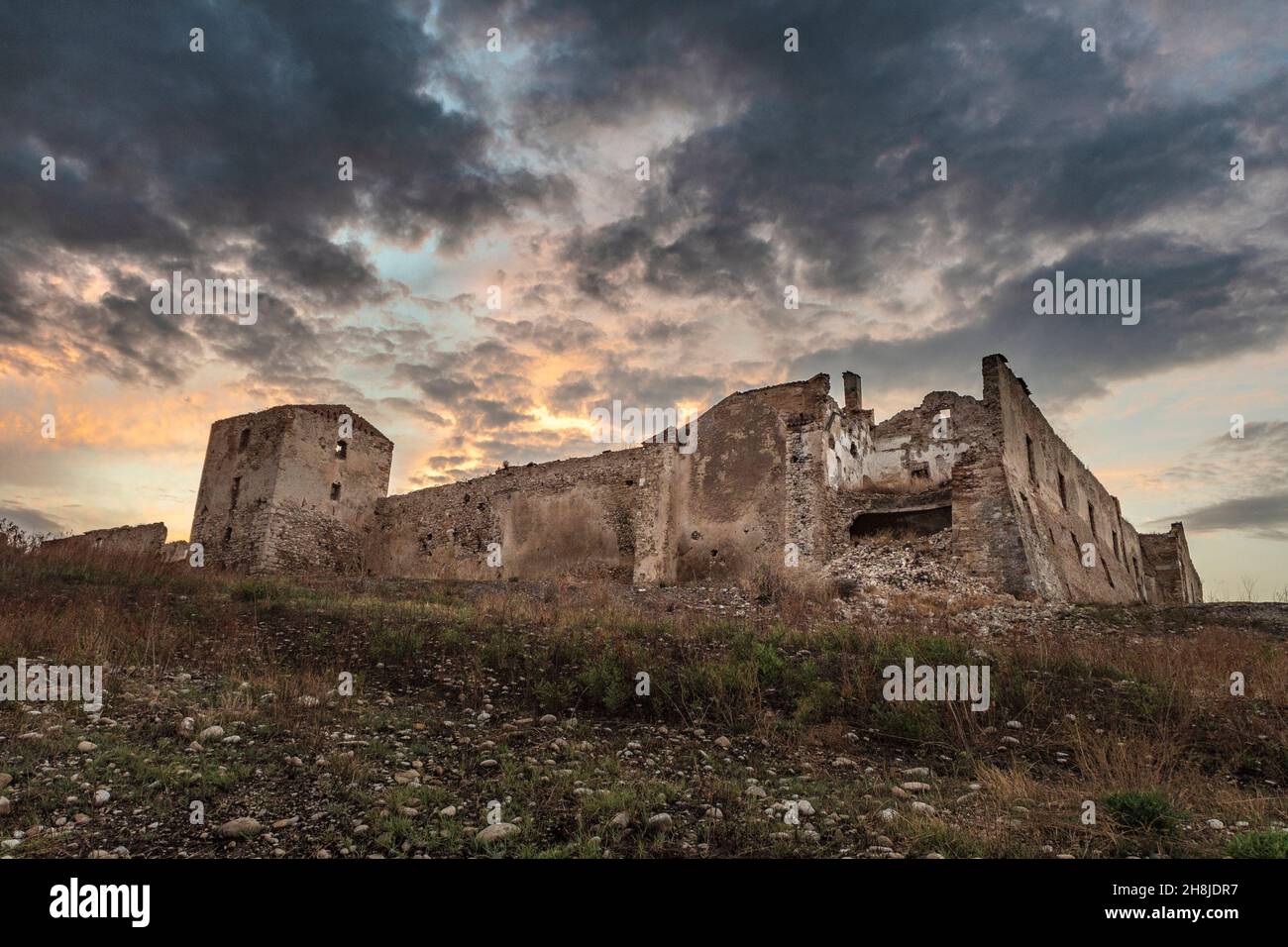 Panoramic view of the ancient Abbey of Sant'Agata Martire in Puglia - Italy Stock Photo