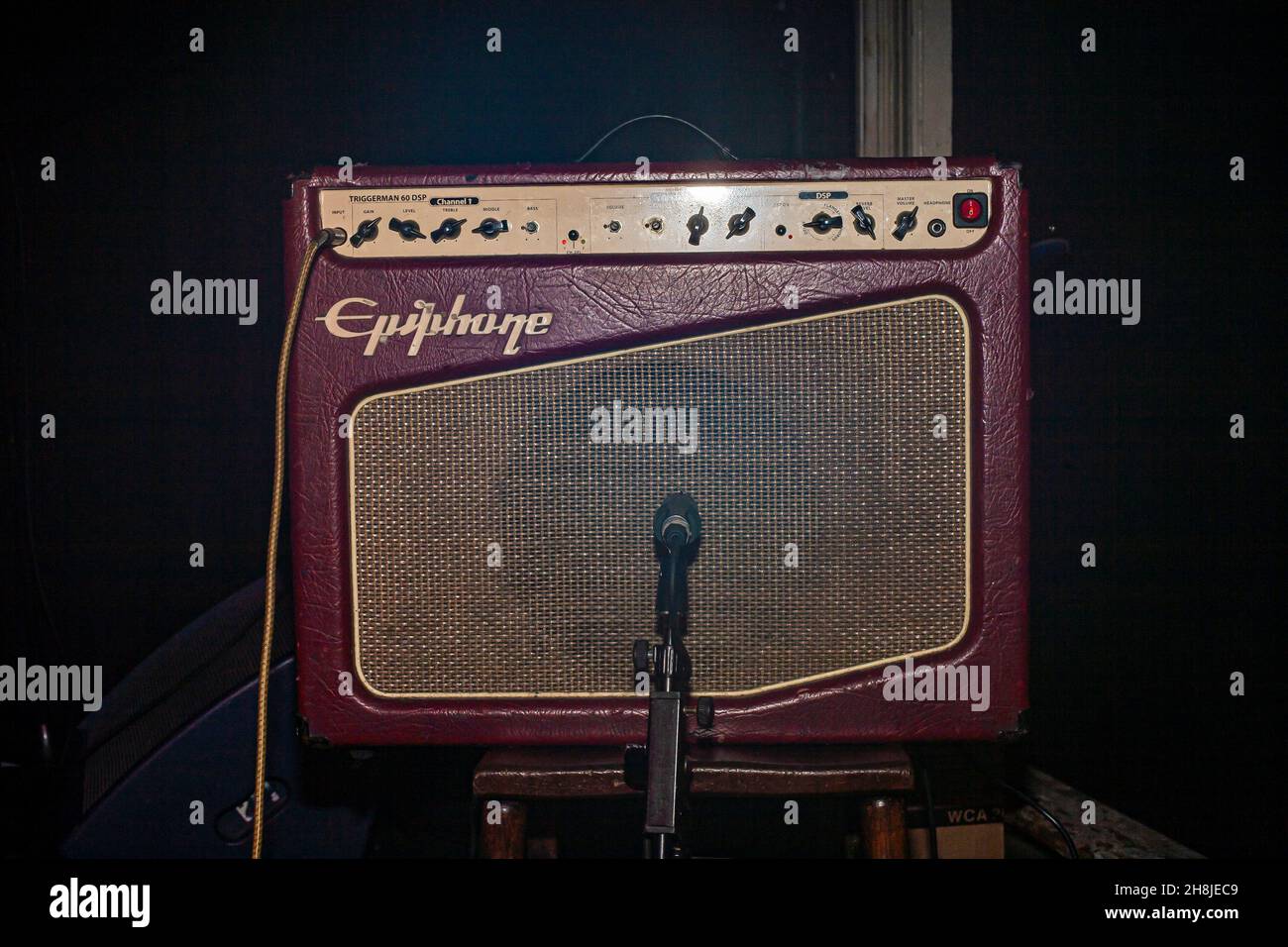 Epiphone vintage amplifier with microfone Stock Photo