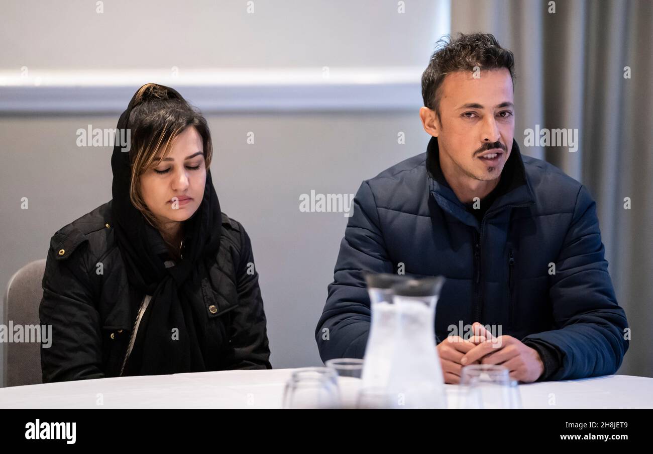 Refugee Haroom Shahab and his wife Zehra Akbarti, who met the Duke of Cambridge during his visit to a hotel in Leeds, which is being used to accommodate refugees evacuated from Afghanistan. Picture date: Tuesday November 30, 2021. Stock Photo