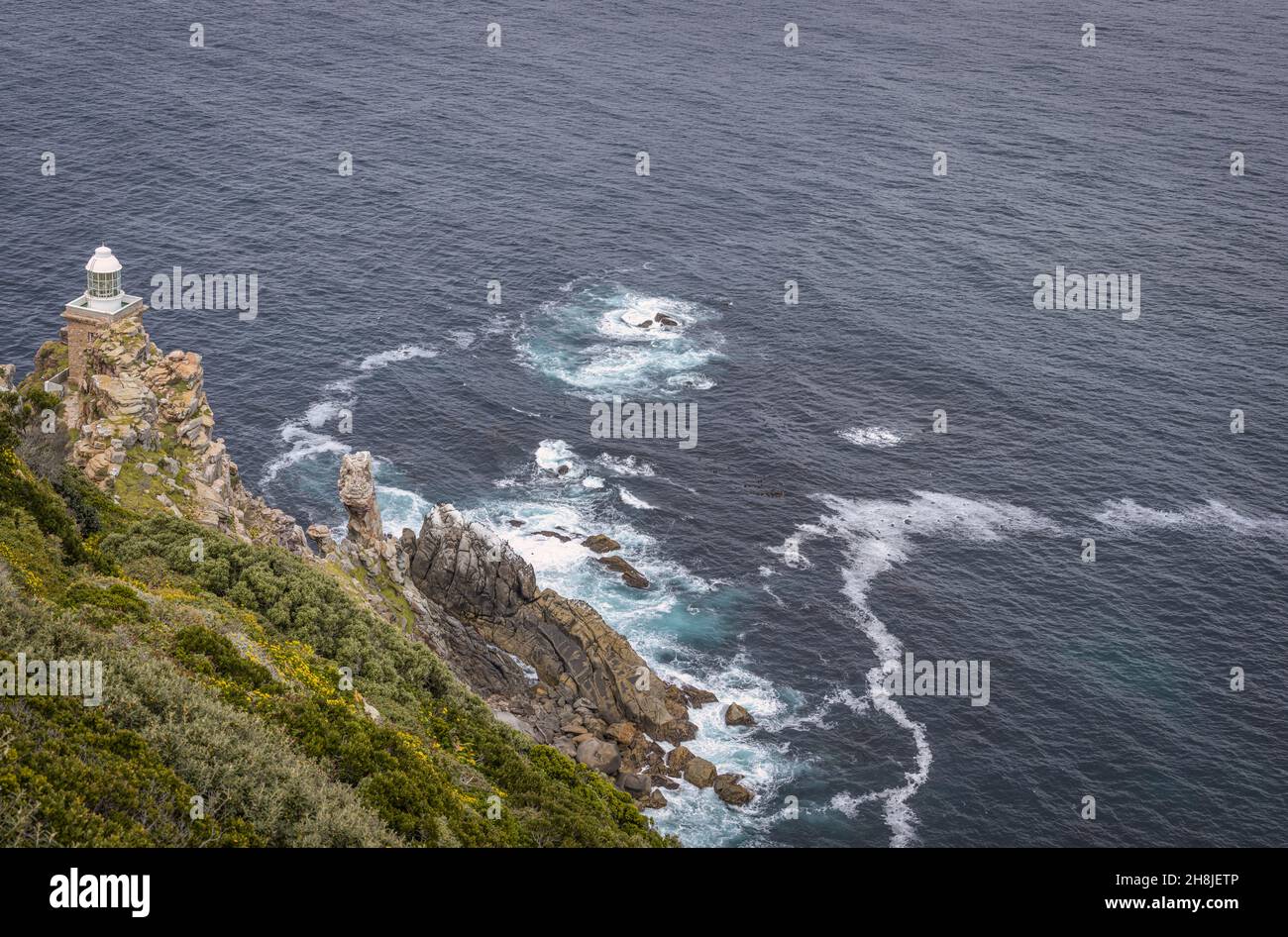 Cape Point Nature Reserve lighthouse looking out to False Bay, South Africa Stock Photo
