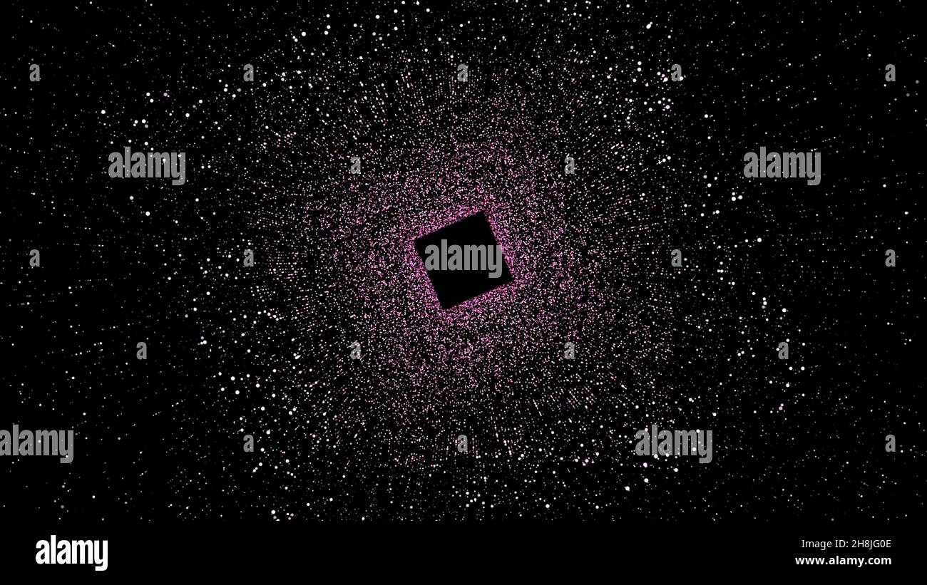 Abstract space tunnel with a square surrounded by millions of shining ...