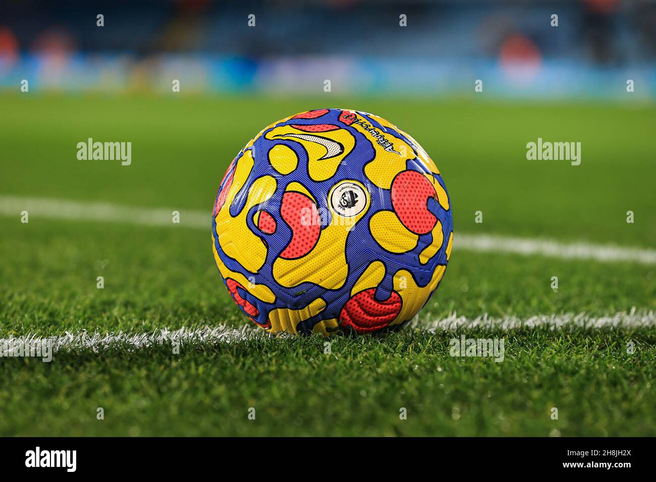 Hi-Vis Premier League Nike Flight Ball on the Pitch at Elland Road Stock  Photo - Alamy