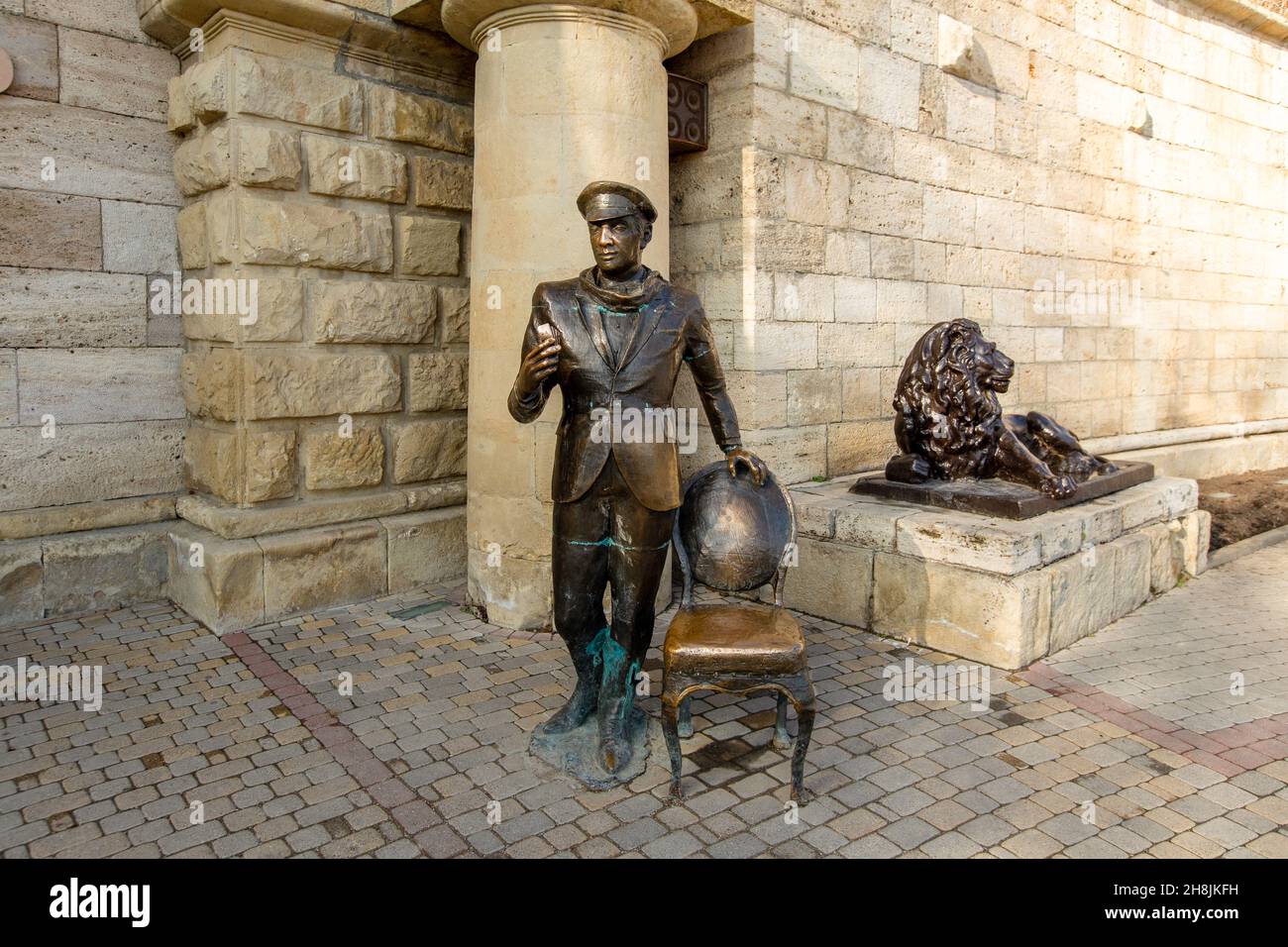 Monument to the literary character Ostap Bender at the Lake Proval Stock Photo
