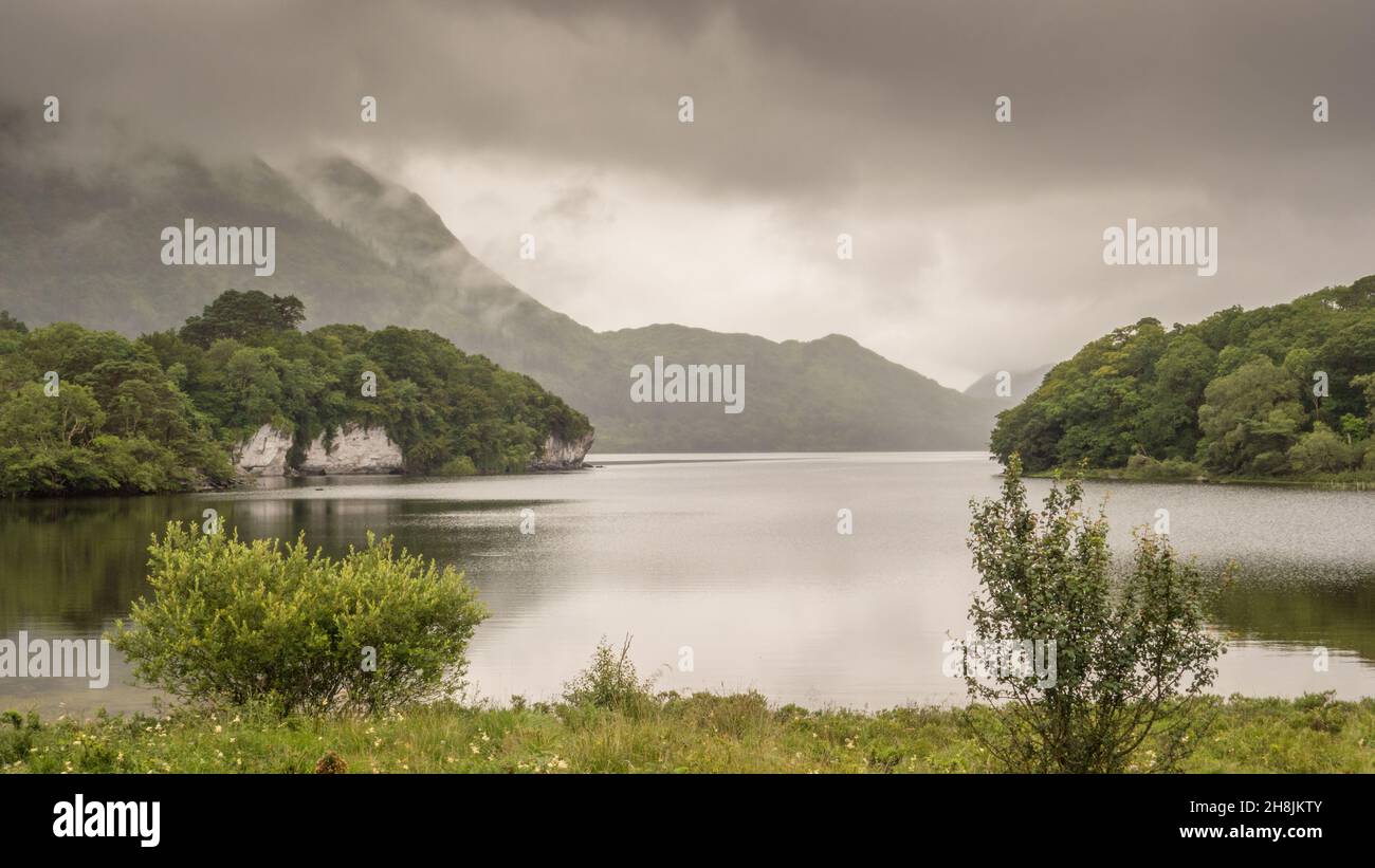 Muckross Lake, also called Middle Lake or The Torc, in Killarney National Park, County Kerry, Ireland. Stock Photo