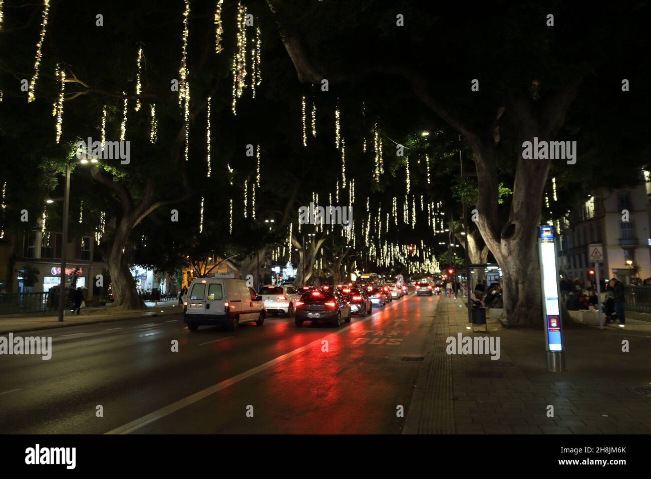 Christmas Lights at Alameda Principal of Malaga, Spain Stock Photo Alamy