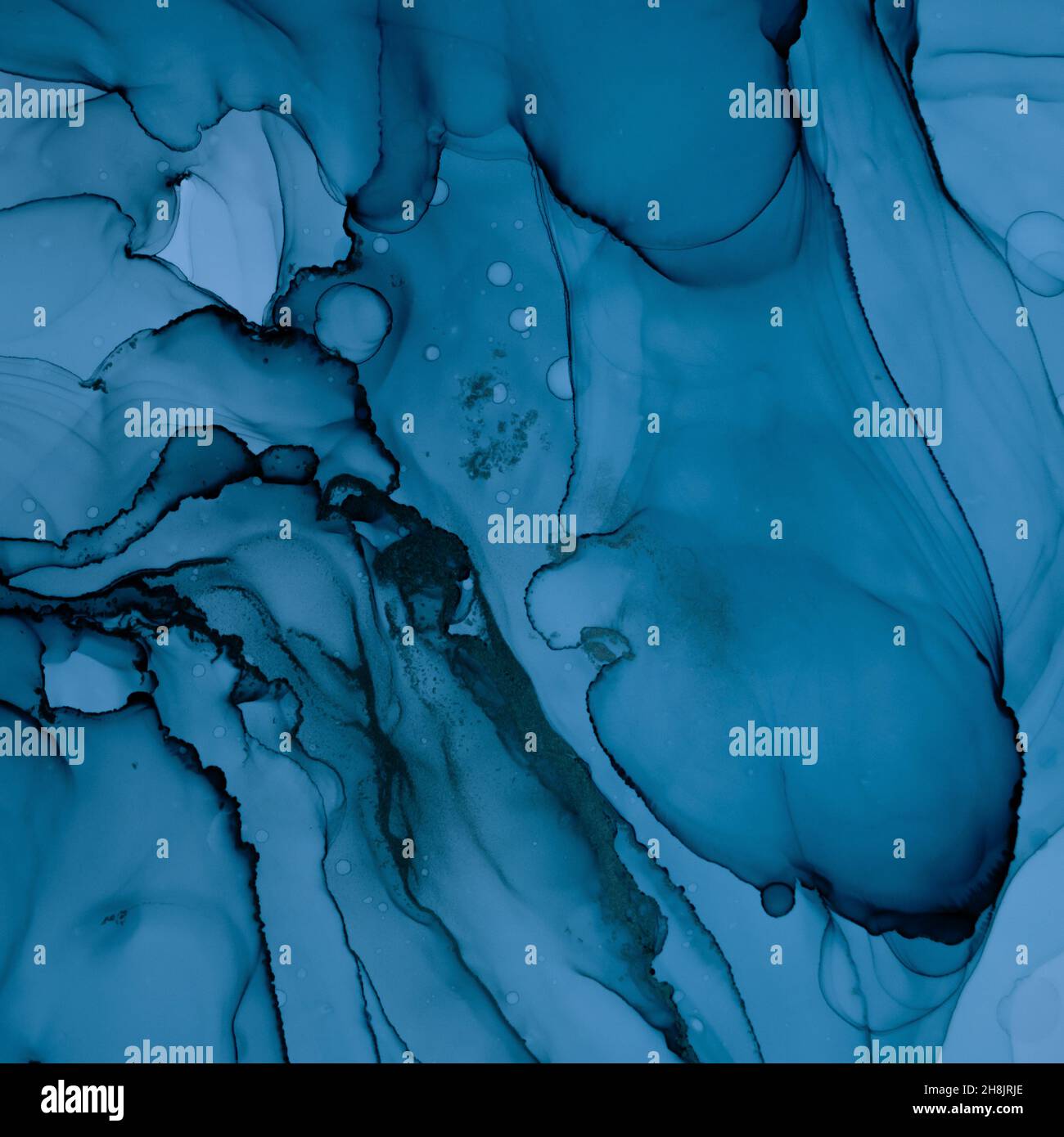 Mixing Inks. Oil Flow Illustration. Blue Liquid Stock Photo - Alamy