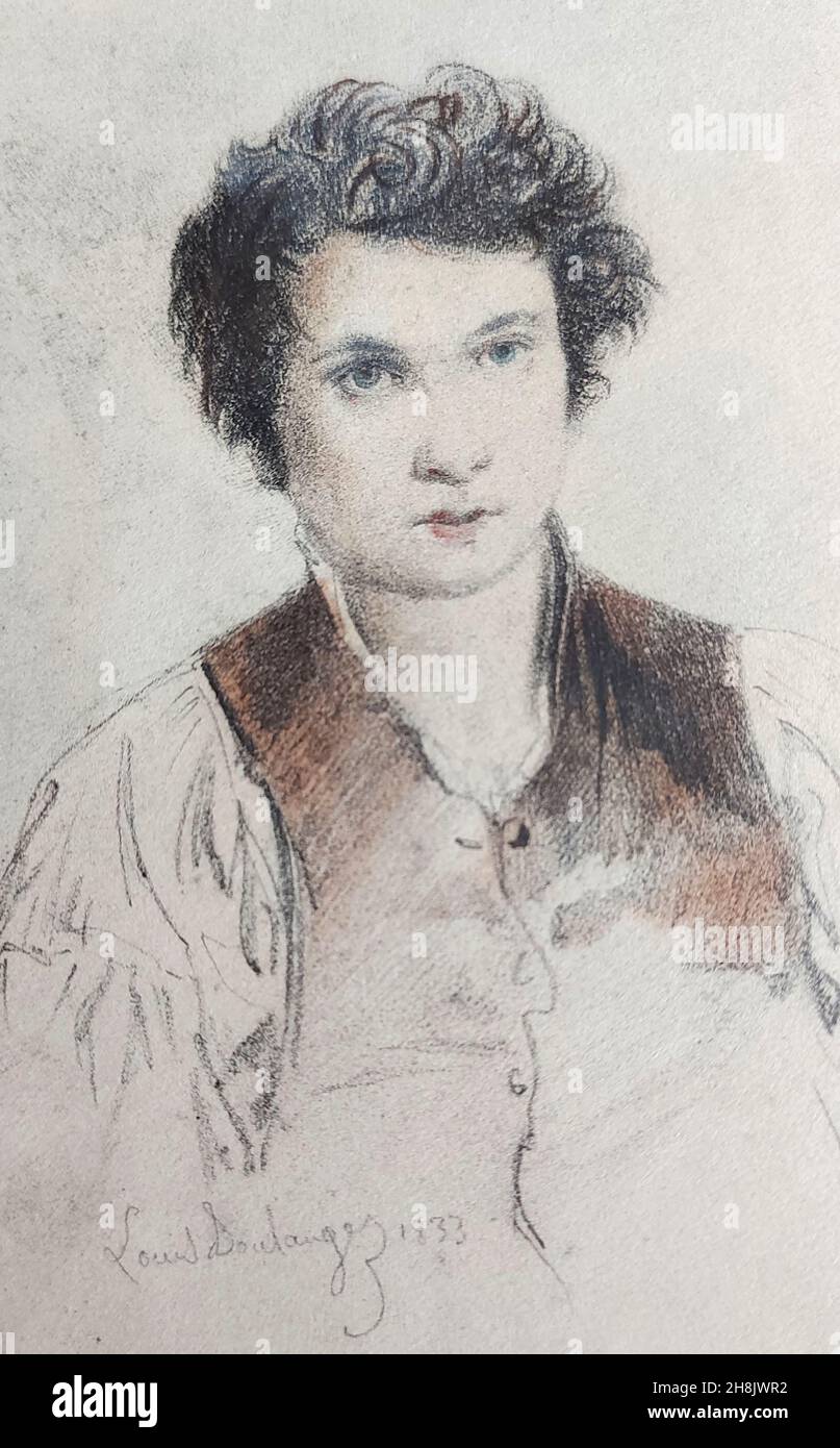 Louis Boulanger, Louis Candide Boulanger (1806 – 1867) French painter, Self-Portrait Stock Photo