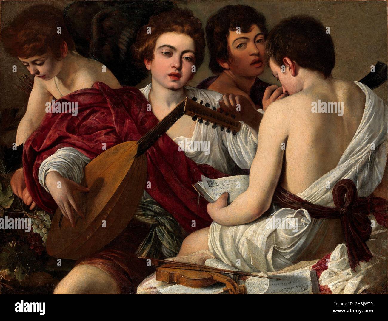 The Musicians (1597) by Caravaggio (Michelangelo sold Merisi) 16x20 Framed Poster