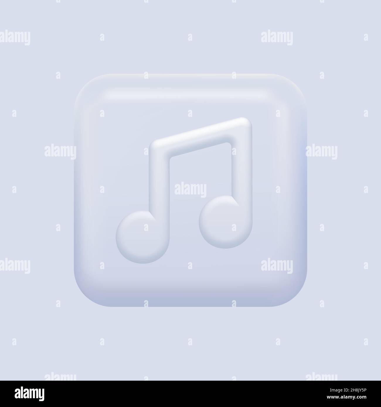 Music Icon. White Isolated Button. Vector illustration Stock Vector