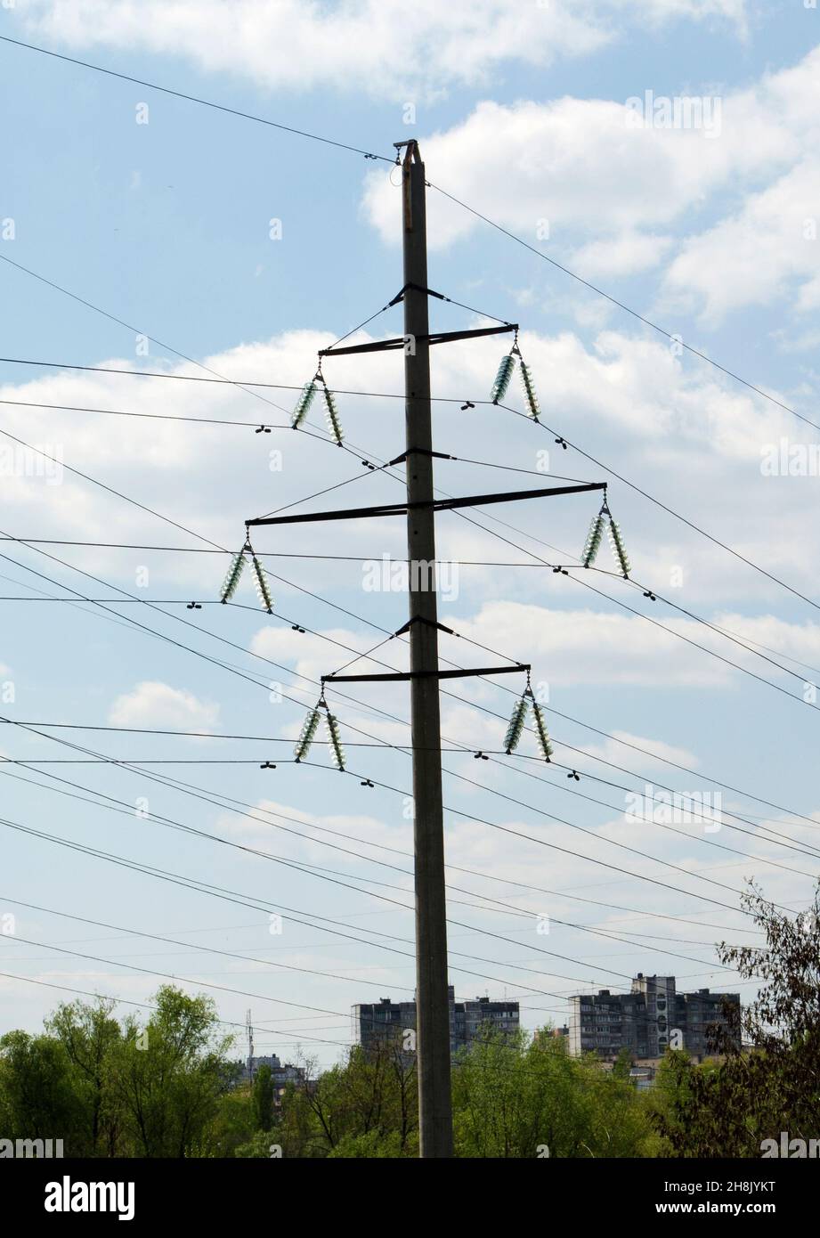 Electric line, electricity wires, high voltage lines Stock Photo