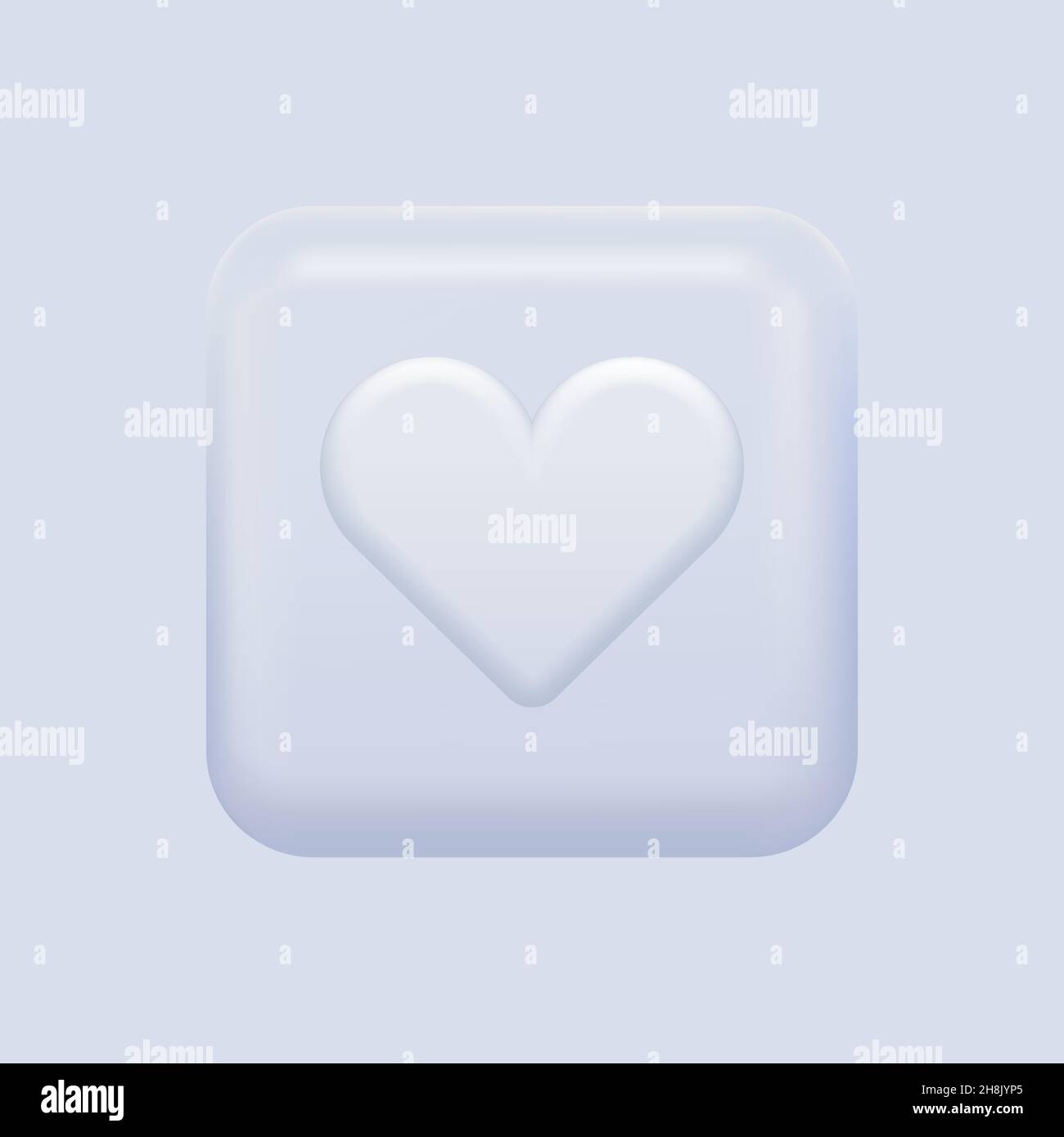 Isolated Like Icon. White Heart Button in Square Shape. Vector illustration Stock Vector