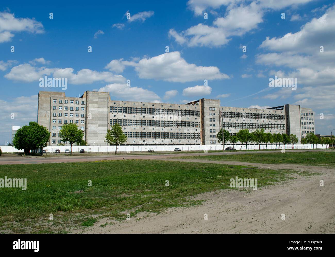 Factory building, heavy industry plant, industrial construction Stock Photo