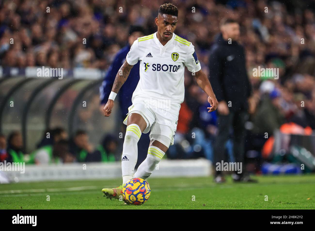 Junior Firpo #3 of Leeds United with the ball Stock Photo