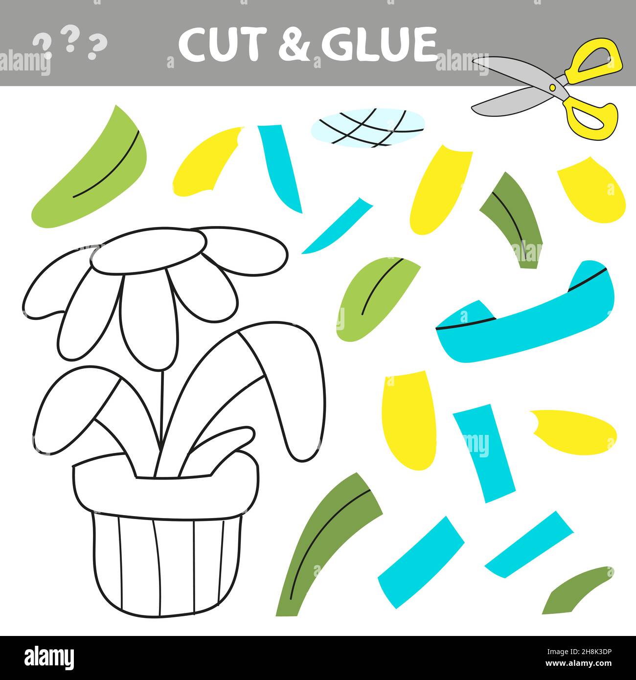 Cut and glue Simple game for kids. Education paper game for children