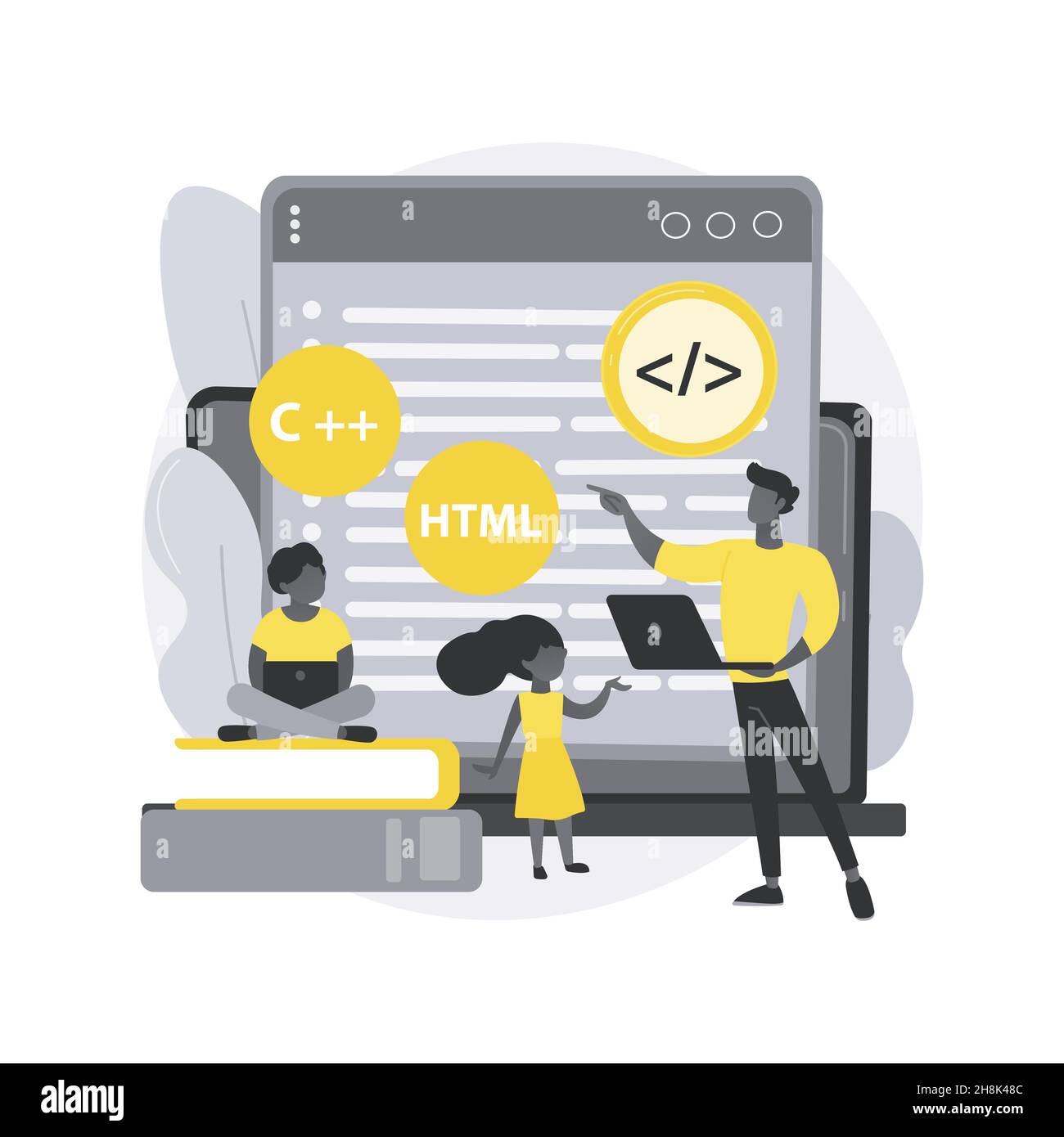 Computer programming camp abstract concept vector illustration Stock ...
