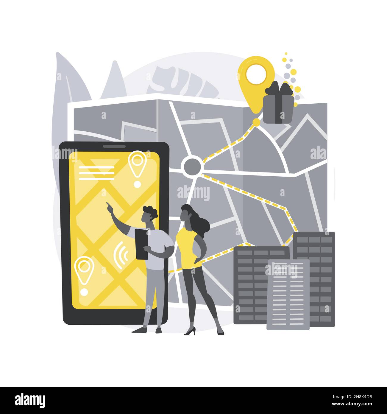 Interactive city quest abstract concept vector illustration. Stock Vector