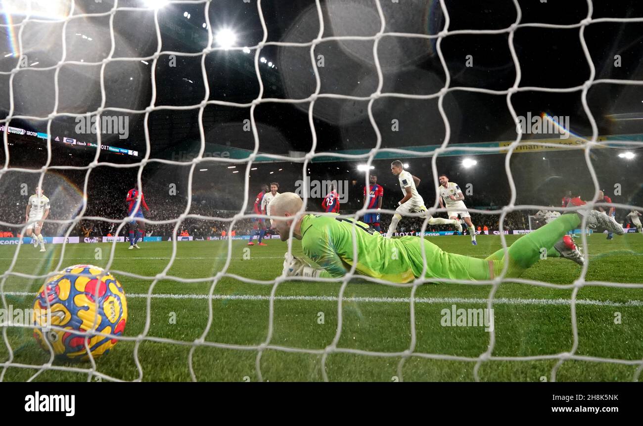 Leeds United's Raphinha scores their side's first goal of the game during the Premier League