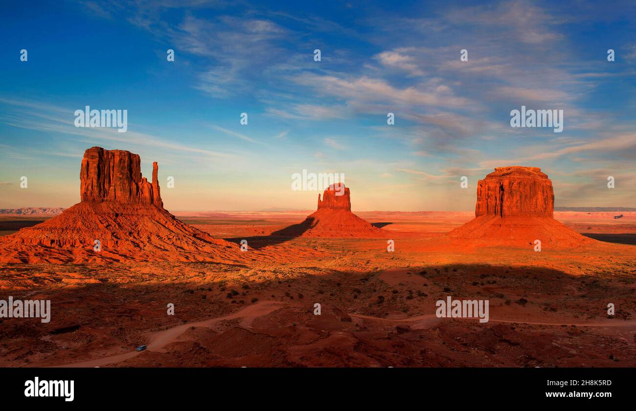 East and West Mitten Buttes at Sunset, Monument Valley, Colorado