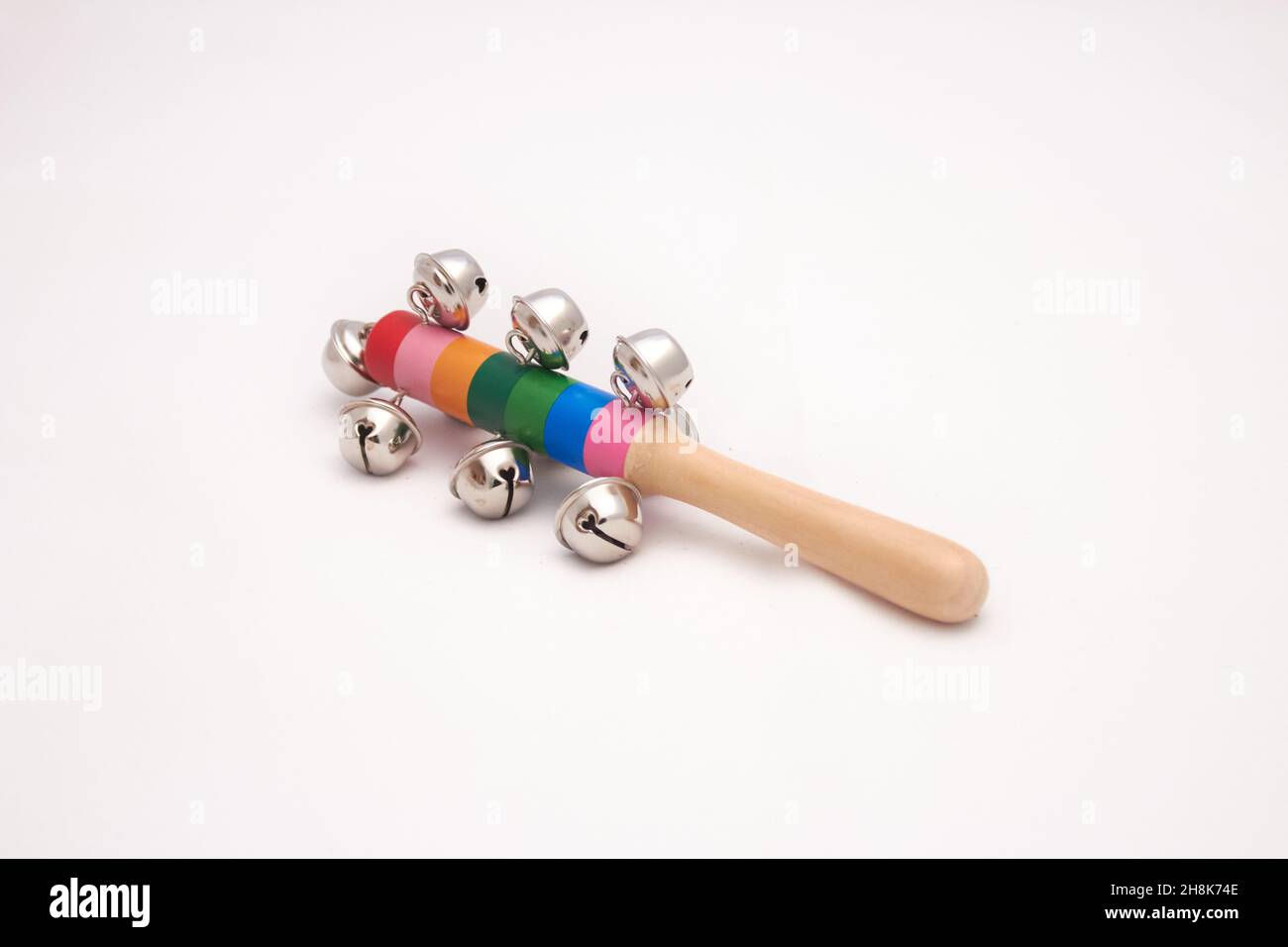 wooden bell for children. style musical intelligence. Stock Photo