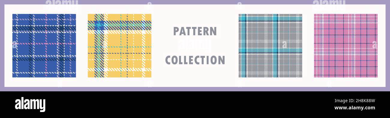 Spring fresh seamless plaid vector pattern collection. Gingham bright ...