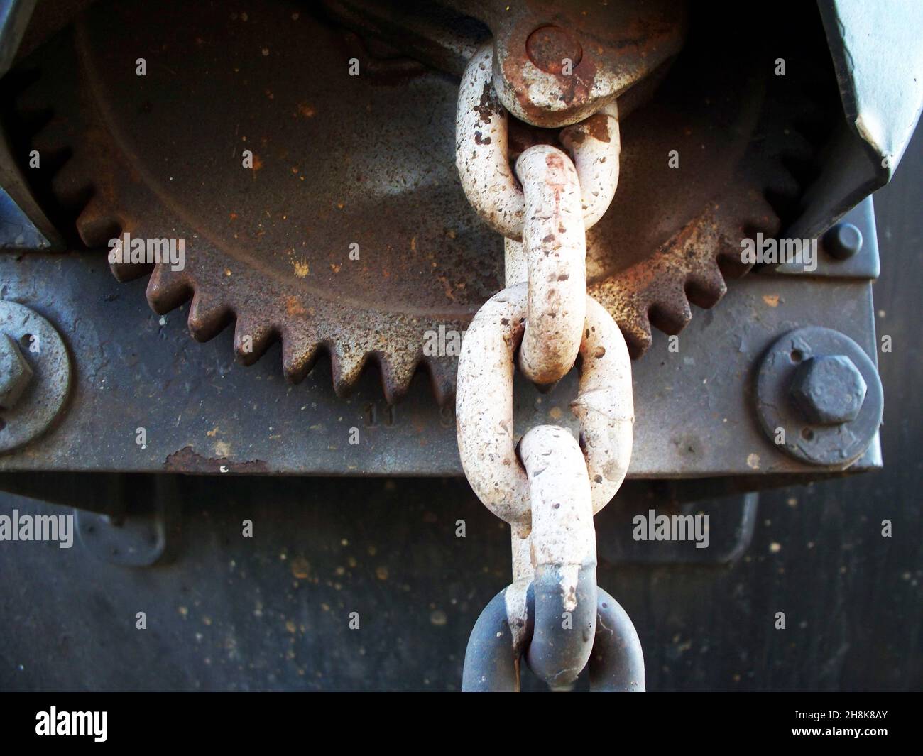 Rusting train machinery from a train car long forgotten in a small Idaho town Stock Photo