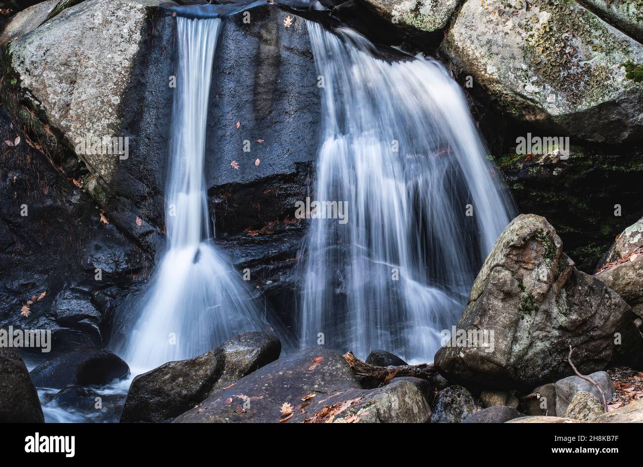 water cascading from a water fall in central new england Stock Photo ...