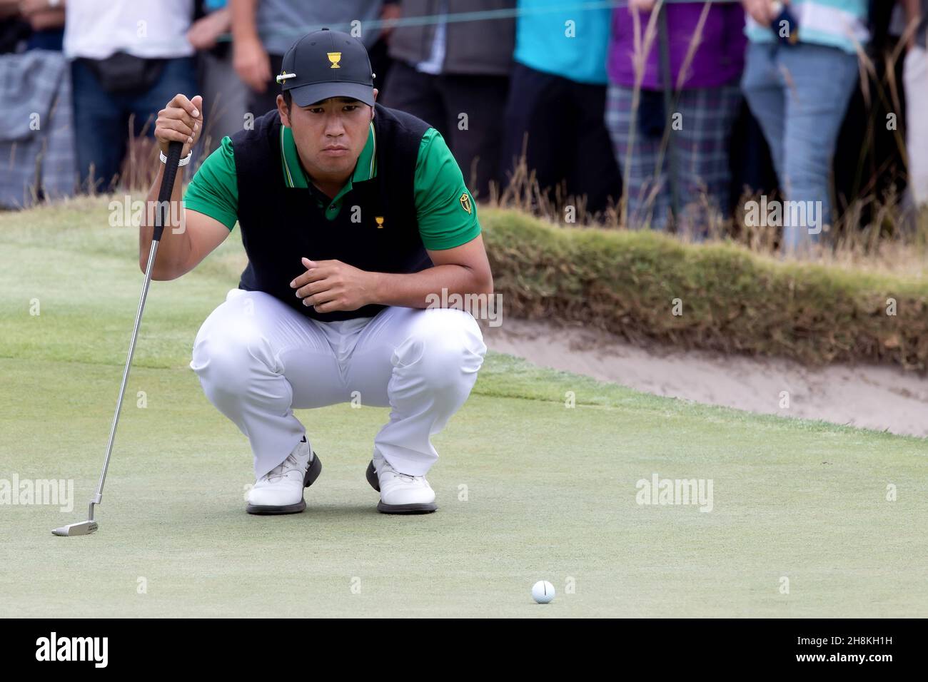 Hideki Matsuyama of Japan lines up his putt during round 2 of The Presidents Cup Credit: Speed Media/Alamy Live News Stock Photo