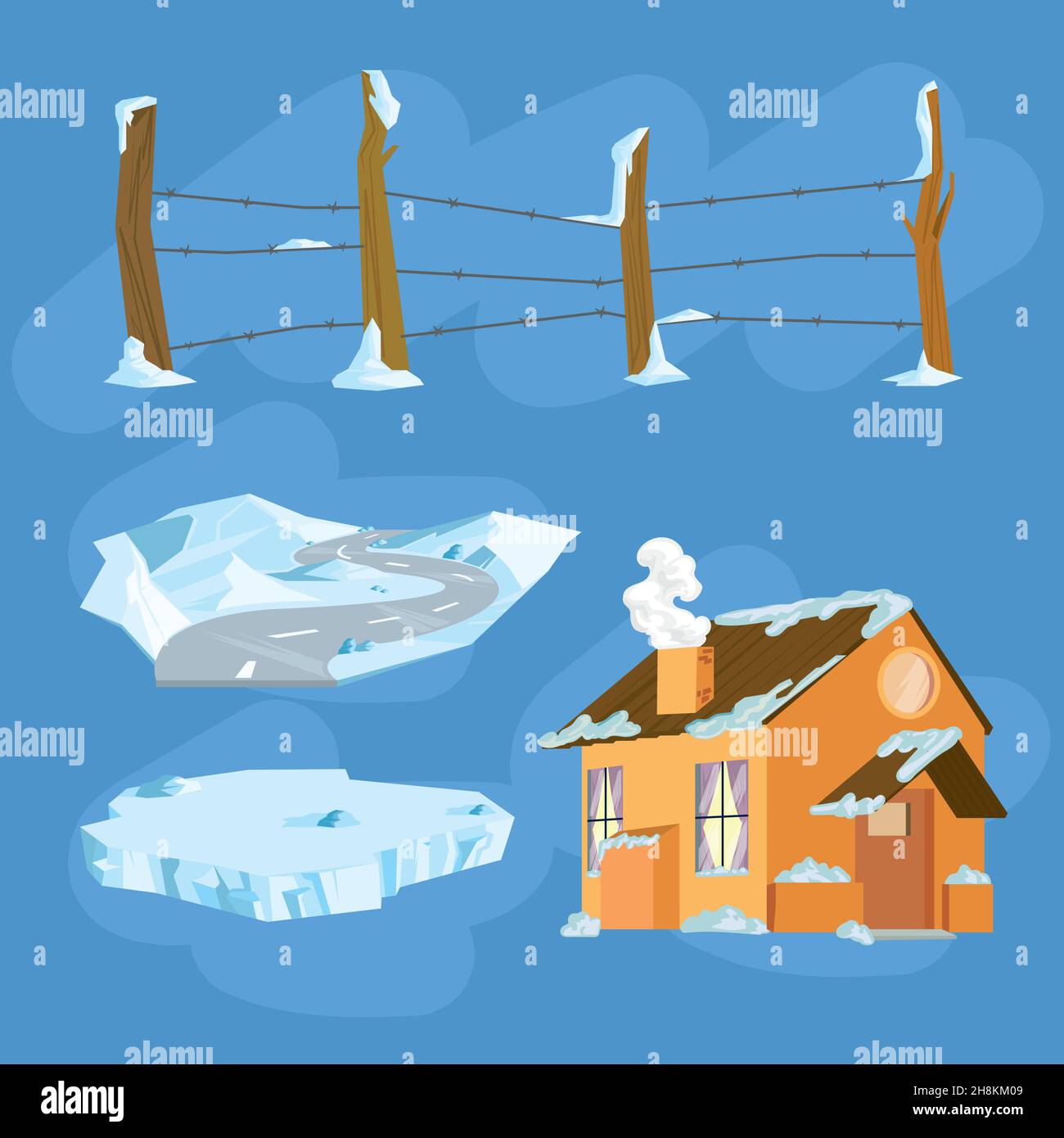 set of four winter landscape icons Stock Vector Image & Art - Alamy