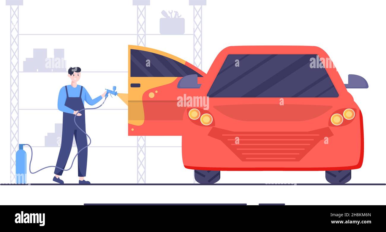 Car Painting Machine with Equipment a Paint, Airbrush or Spray Gun to