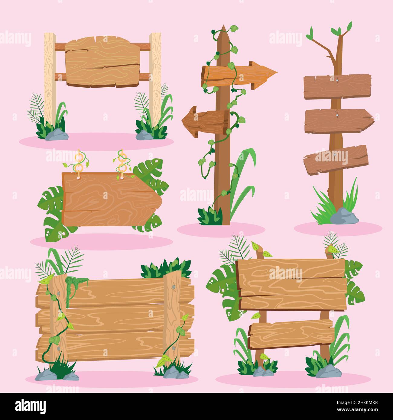 set of six wooden signs Stock Vector Image & Art - Alamy