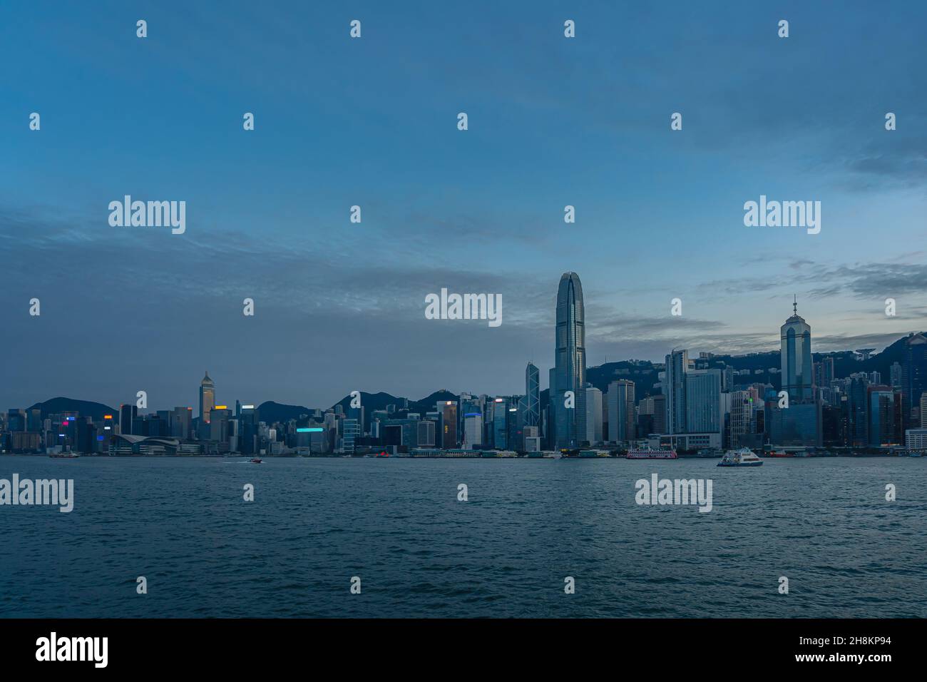 Hong Kong Skyscrapers in sunset Stock Photo - Alamy